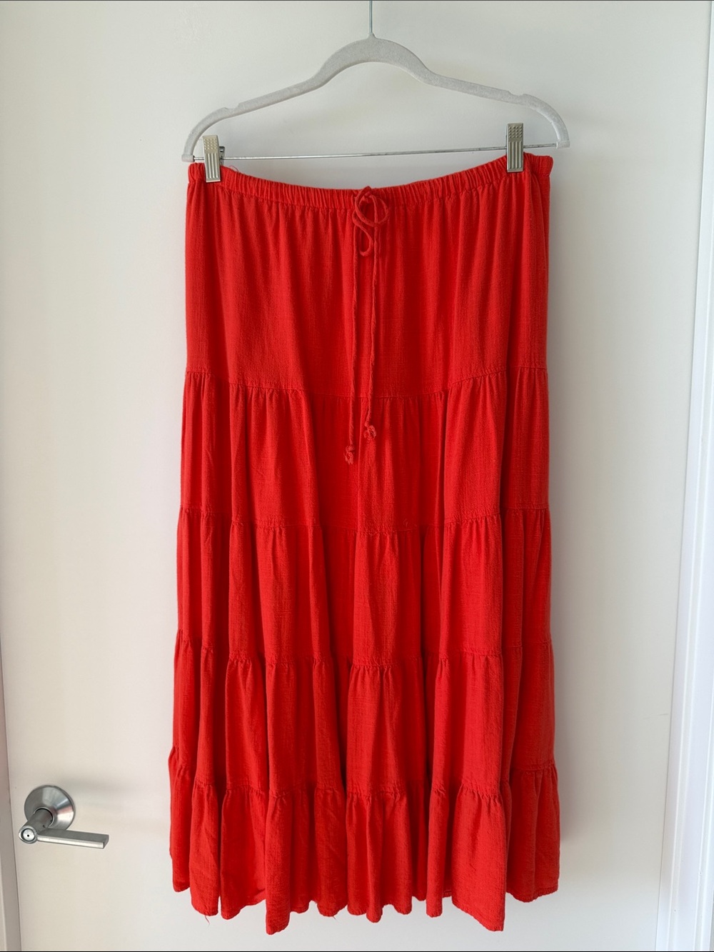 Sky To Moon Red Tiered Maxi Skirt